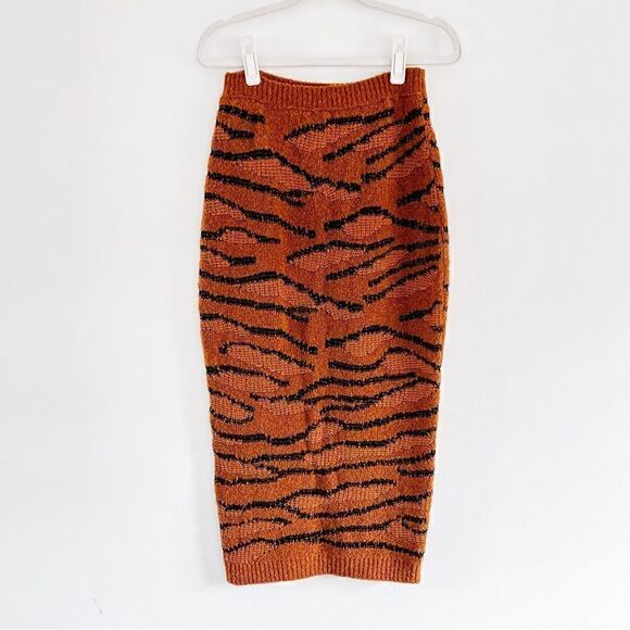 Stella McCartney Animal Intarsia Tiger Slim Fit Pull On Knit Midi Skirt Sz 6 NWT - Picture 3 of 12